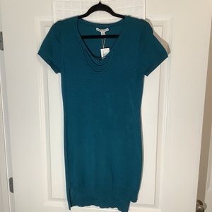 Moral Fiber Ladies V- Neck Sweater Dress Blue Coral Size L NWT